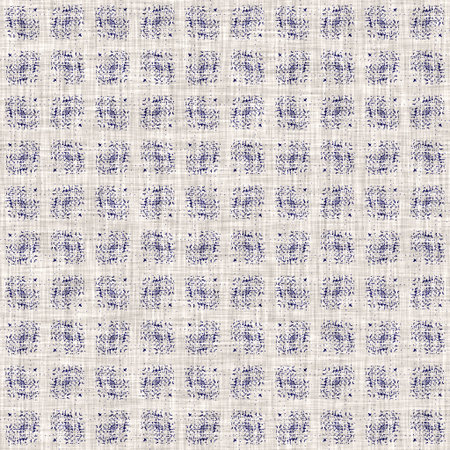 Seamless indigo geometric texture. Blue woven boro cotton dyed effect background. Japan repeat batik...