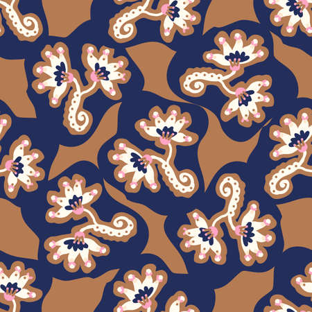 Masculine floral flourish seamless pattern. Simple shape for digital scrapbook paper and repeatable men gift wrap design in vector.のイラスト素材
