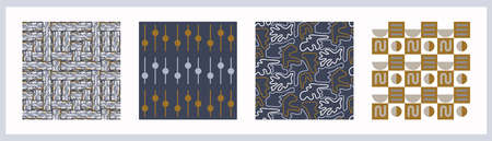 Masculine geometric digital papers collection. Classic retro geo shape seamless pattern texture. Repeatable set of men gift wrap design in vector.のイラスト素材