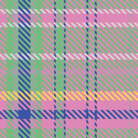 Spring fresh seamless plaid vector pattern. Gingham bright color checker background. Woven tweed all over print.のイラスト素材