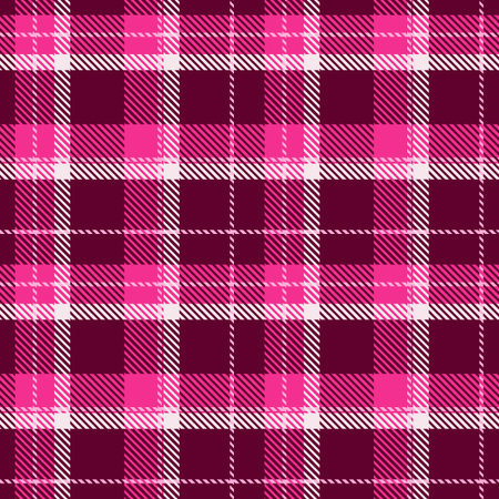 Girly pink seamless plaid vector pattern. Gingham bright color checker background. Woven tweed all over print.のイラスト素材