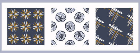 Masculine geometric digital papers collection. Classic retro geo shape seamless pattern texture. Repeatable set of men gift wrap design in vector.のイラスト素材