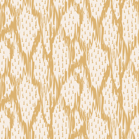 French Yellow doodle motif linen seamless pattern. Tonal country cottage style abstract scribble...