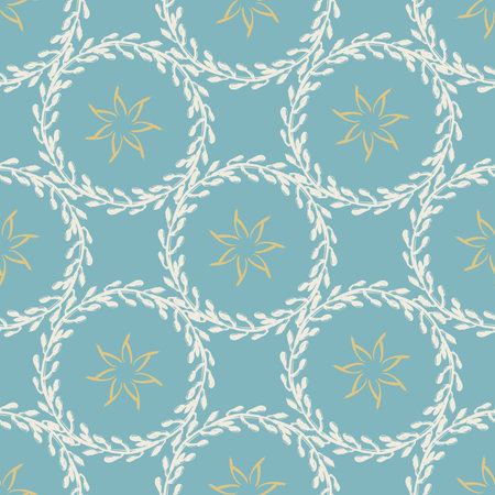 Gender neutral foliage seamless vector background. Simple whimsical romantic 2 tone pattern. Kids...