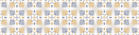 French blue doodle motif linen seamless pattern. Tonal country cottage style abstract scribble motif...