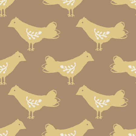 Gender neutral bird seamless vector background. Simple whimsical romantic 2 tone pattern. Kids nursery wallpaper or scandi all over print.のイラスト素材
