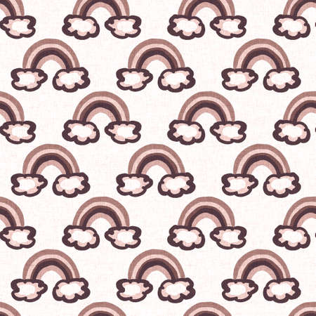 Gender neutral rainbow seamless raster background. Simple whimsical romantic 2 tone pattern. Kids nursery wallpaper or scandi all over print.の写真素材