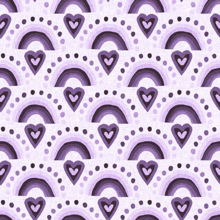 Gender neutral rainbow seamless raster background. Simple whimsical romantic 2 tone pattern. Kids...