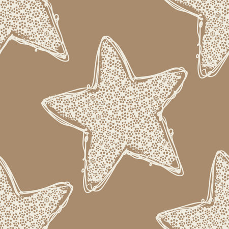 Gender neutral sleepy star seamless vector background. Simple whimsical romantic 2 tone pattern. Kids nursery wallpaper or scandi all over print.のイラスト素材