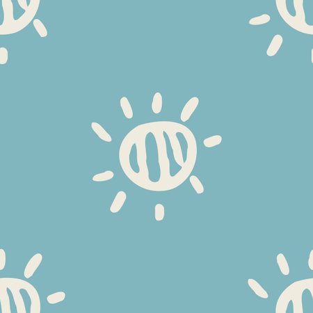 Gender neutral sunshine seamless vector background. Simple whimsical romantic 2 tone pattern. Kids...