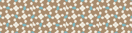 Gender neutral floral seamless vector border. Simple whimsical romantic 2 tone banner. Kids nursery...