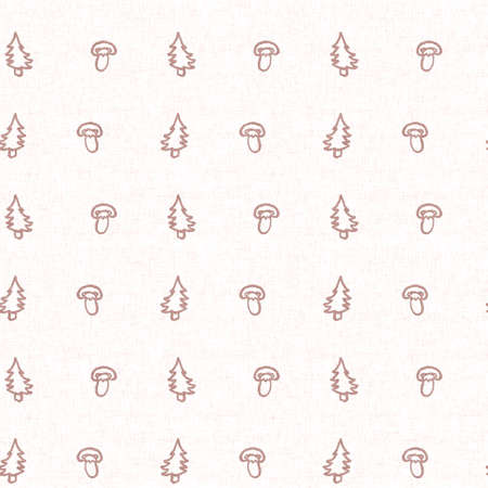 Gender neutral mushroom seamless raster background. Simple whimsical romantic 2 tone pattern. Kids nursery wallpaper or scandi all over print.の写真素材