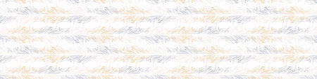 Seamless French country kitchen stripe fabric border print. Blue yellow white horizontal striped...