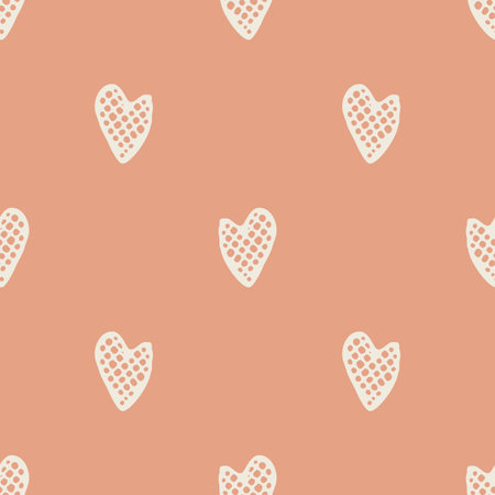 Gender neutral love heart seamless vector background. Simple whimsical romantic 2 tone pattern. Kids...