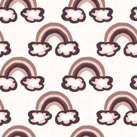 Gender neutral rainbow seamless raster background. Simple whimsical romantic 2 tone pattern. Kids nursery wallpaper or scandi all over print.の写真素材