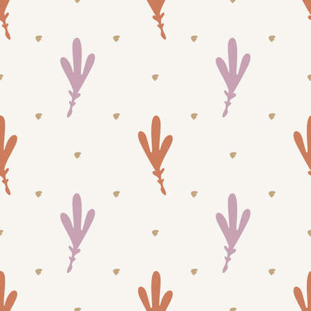 Gender neutral sprigged foliage seamless vector background. Simple whimsical botanical 2 tone pattern. Kids nursery wallpaper or scandi all over print.のイラスト素材