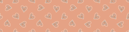 Gender neutral love heart vector banner . Simple whimsical romantic 2 tone border. Kids nursery...