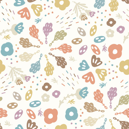 Gender neutral sprigged foliage seamless vector background. Simple whimsical botanical 2 tone...