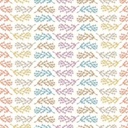 Gender neutral sprigged foliage seamless vector background. Simple whimsical botanical 2 tone...
