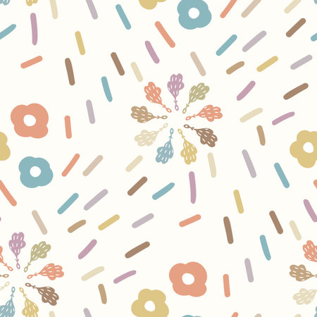 Gender neutral sprigged foliage seamless vector background. Simple whimsical botanical 2 tone pattern. Kids nursery wallpaper or scandi all over print.のイラスト素材