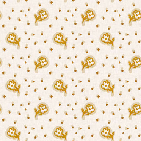 Gender neutral floral seamless raster background. Simple whimsical romantic 2 tone pattern. Kids nursery wallpaper or scandi all over print.の写真素材