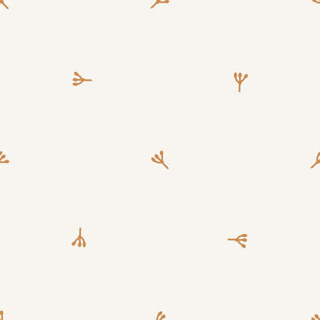 Gender neutral sprigged foliage seamless vector background. Simple whimsical botanical 2 tone pattern. Kids nursery wallpaper or scandi all over print.のイラスト素材