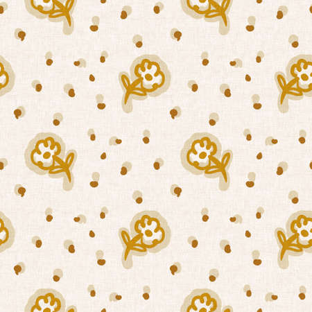 Gender neutral floral seamless raster background. Simple whimsical romantic 2 tone pattern. Kids nursery wallpaper or scandi all over print.の写真素材
