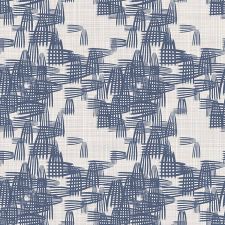 French blue irregular mottled linen seamless pattern. Tonal country cottage style abstract speckled...