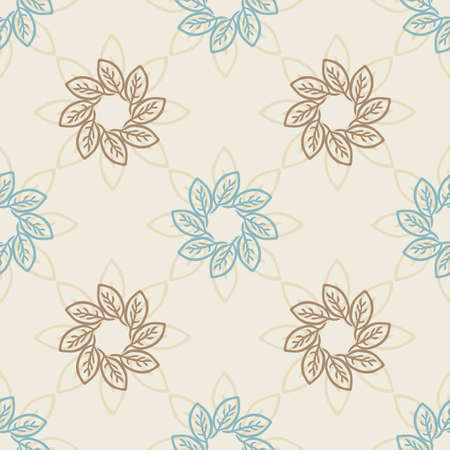 Gender neutral foliage seamless vector background. Simple whimsical 2 tone leaf pattern. Kids nursery wallpaper or scandi all over print.のイラスト素材