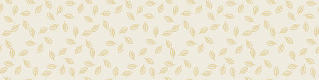 Gender neutral foliage seamless vector border. Simple whimsical 2 tone leaf ribbon. Kids nursery...