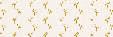 Gender neutral floral flower seamless raster border. Simple whimsical 2 tone pattern. Kids nursery...