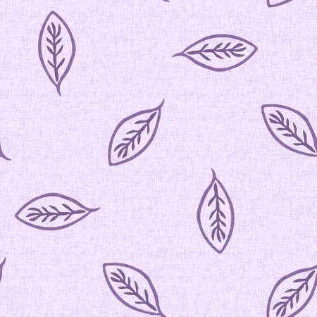 Gender neutral foliage leaf seamless raster background. Simple whimsical purple 2 tone pattern. Kids nursery wallpaper or scandi all over print.の写真素材