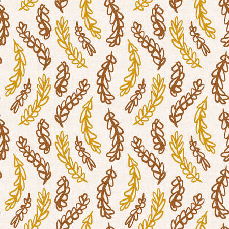 Gender neutral foliage leaf seamless raster background. Simple whimsical 2 tone pattern. Kids nursery wallpaper or scandi all over print.の写真素材