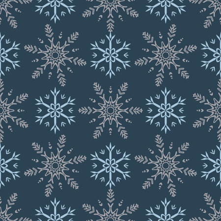 Christmas frozen snowflake seamless vector pattern. Masculine winter snow graphic design for...