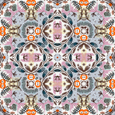 Retro fifties floral french printed fabric pattern for shabby chic home decor style. Pretty scandi...