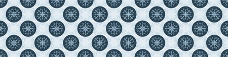 Christmas frozen snowflake seamless vector border. Masculine winter snow graphic design for wrapping paper, Xmas, frosty banner. Holiday hand drawn December star.のイラスト素材