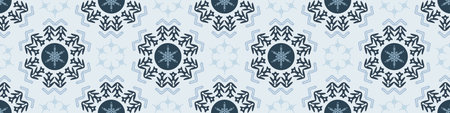 Christmas frozen snowflake seamless vector border. Masculine winter snow graphic design for wrapping...