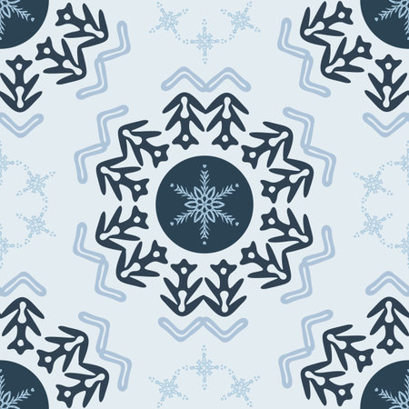 Christmas frozen snowflake seamless vector pattern. Masculine winter snow graphic design for...