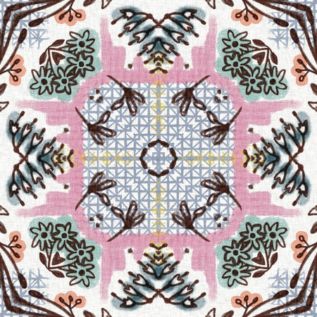 Retro fifties floral french printed fabric pattern for shabby chic home decor style. Pretty scandi...