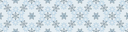 Christmas frozen snowflake seamless vector border. Masculine winter snow graphic design for wrapping paper, Xmas, frosty banner. Holiday hand drawn December star.のイラスト素材