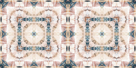Retro boho geometric kaleidoscope scarf border pattern background. Colorful vintage azulejos effect...
