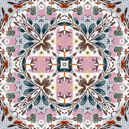Retro fifties floral french printed fabric pattern for shabby chic home decor style. Pretty scandi...