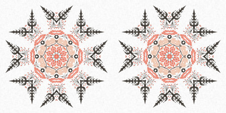 Modern boho geometric floral quilt style seamless border pattern. Shabby chic scandi repeat trim...