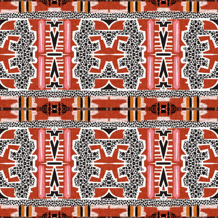 Brown safari animal print patchwork stripe seamless pattern. Natural quilt clash style in brown...