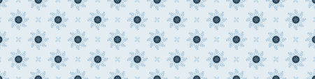 Christmas frozen snowflake seamless vector border. Masculine winter snow graphic design for wrapping paper, Xmas, frosty banner. Holiday hand drawn December star.のイラスト素材
