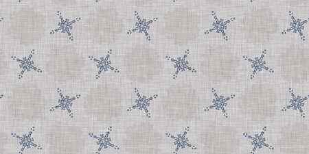 Seamless christmas snowflake woven linen pattern. Two tone seasonal farmhouse blue frost background....