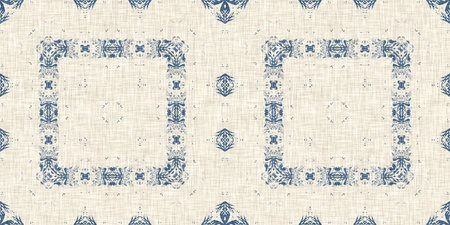 French blue quilted printed fabric border pattern for shabby chic home decor trim. Rustic farm house...