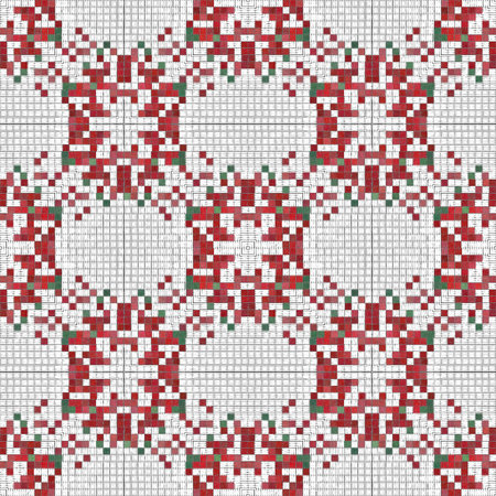 Seamless Christmas poinsettia cross stitch pattern. Decorative ornament in seasonal red for...