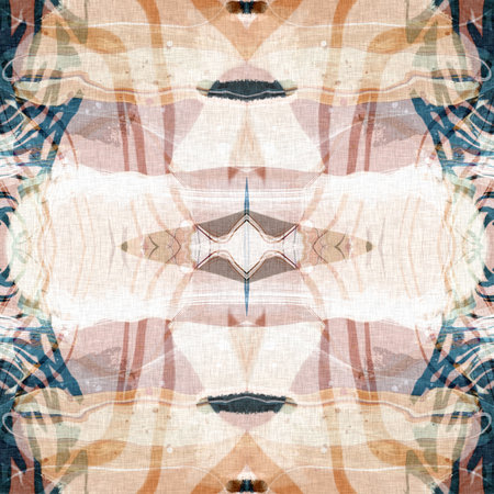 Retro boho geometric kaleidoscope scarf pattern background. Colorful vintage azulejos effect damask shawl textile print tile.の写真素材