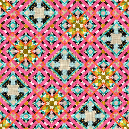 Kitsch pattern geometric retro design in seamless background. Trendy modern boho geo in vibrant...
